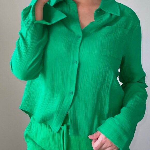 Green Cotton Shirt and Pants set - Picture 4 of 4